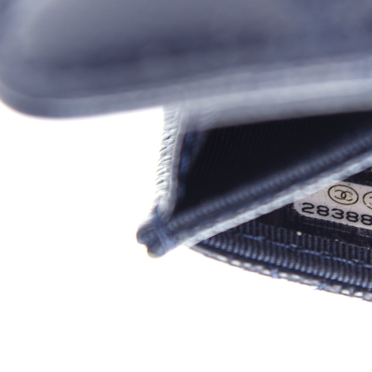 Caviar Quilted Flap Card Holder Wallet Navy Blue
