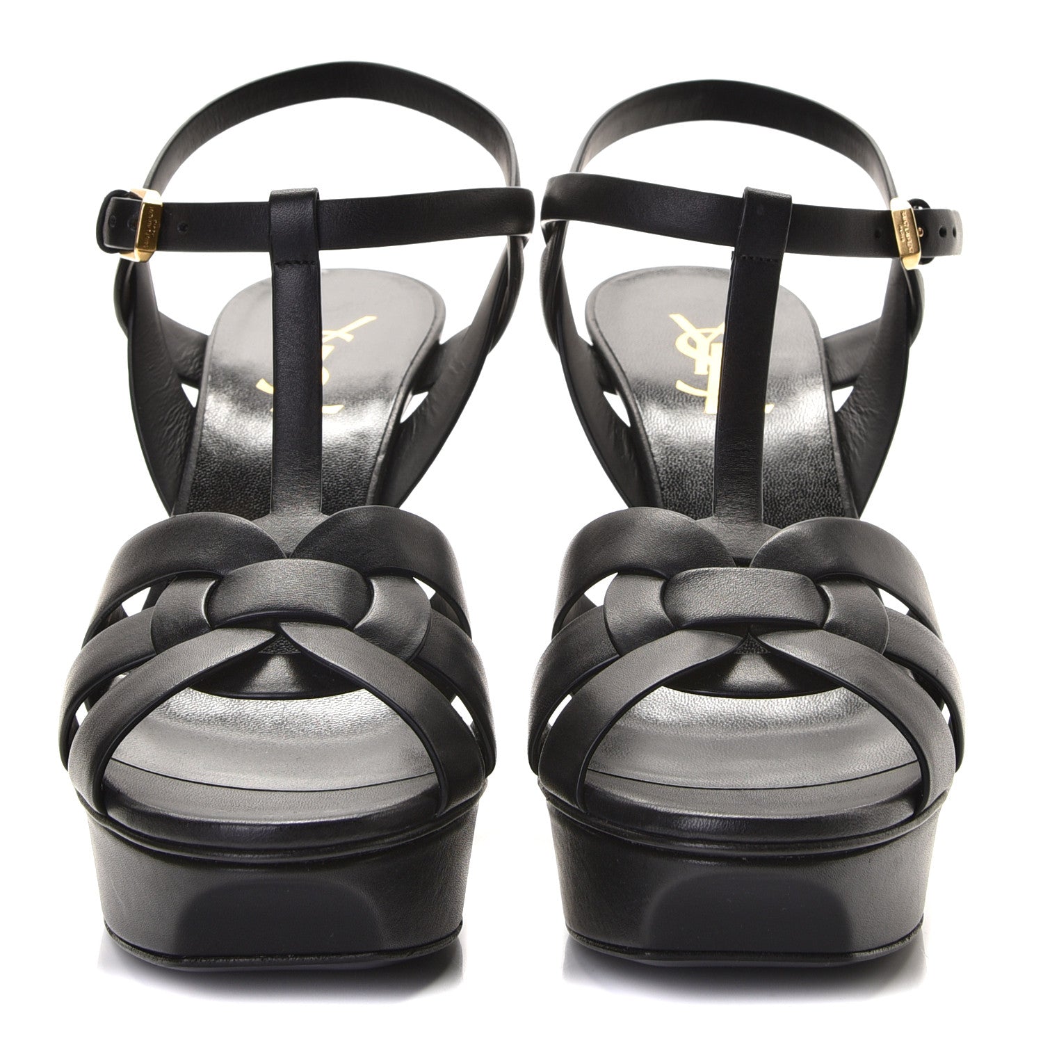 Saint Laurent Calfskin Tribute 75 Platform Sandals 39 Black 5 of 9