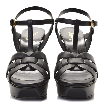 Saint Laurent Calfskin Tribute 75 Platform Sandals 39 Black 5 of 9