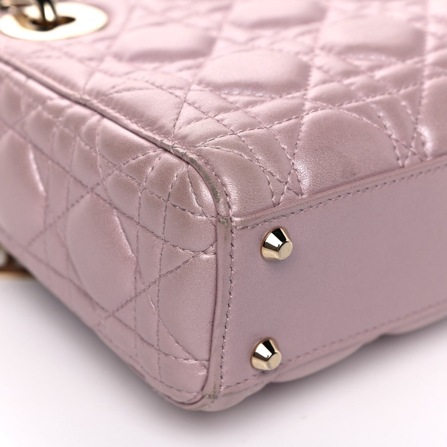 Metallic Lambskin Cannage Mini Lady Dior Lotus