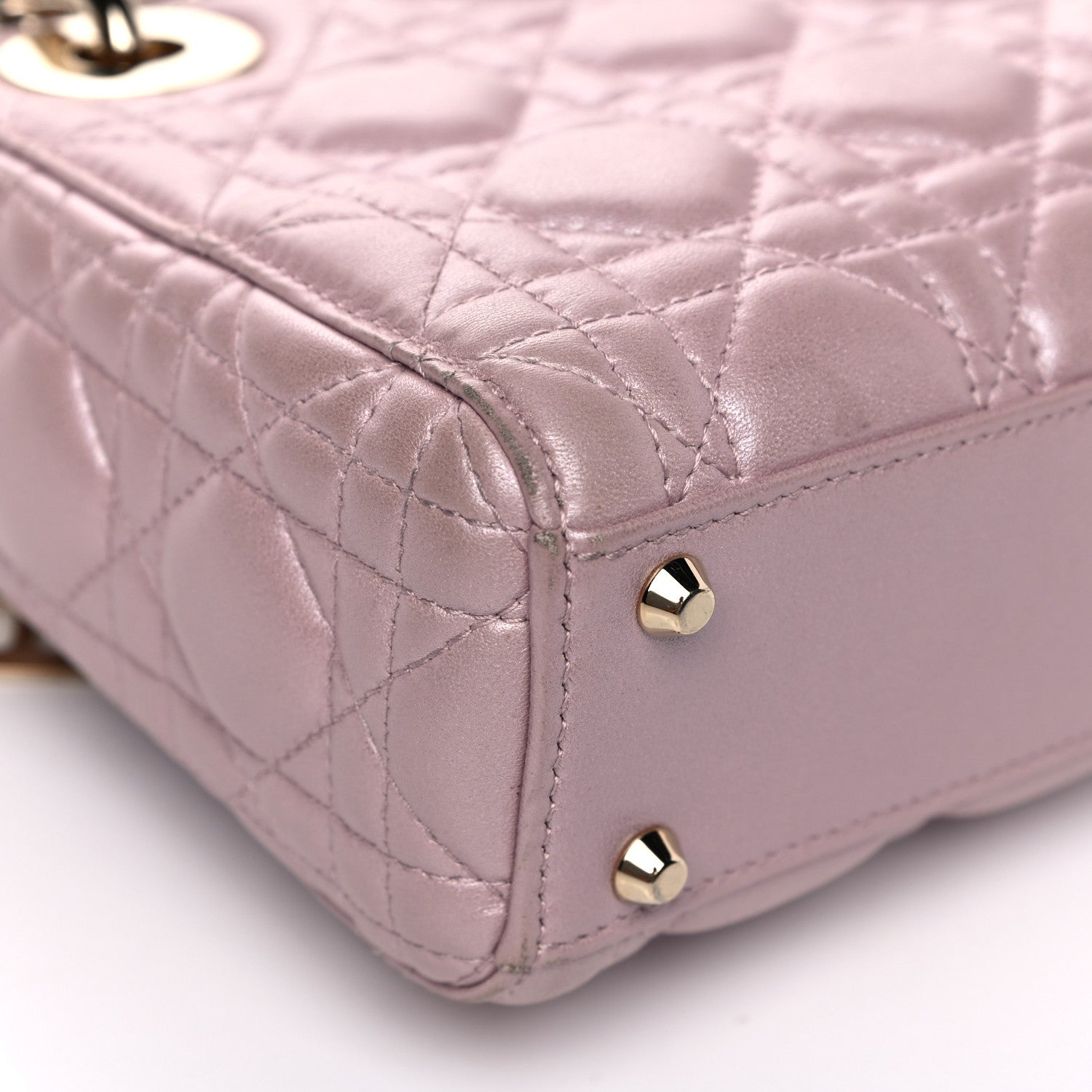 Christian Dior Metallic Lambskin Cannage Mini Lady Dior Lotus 11 of 20