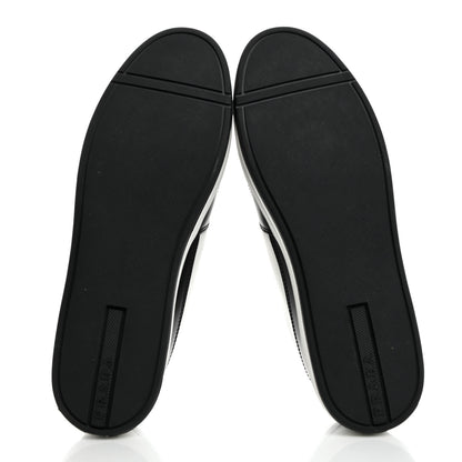 Prada Spazzolato Rois Vitello Soft Triangle Logo Womens Low Top Sneakers 40 White Black 5 of 8