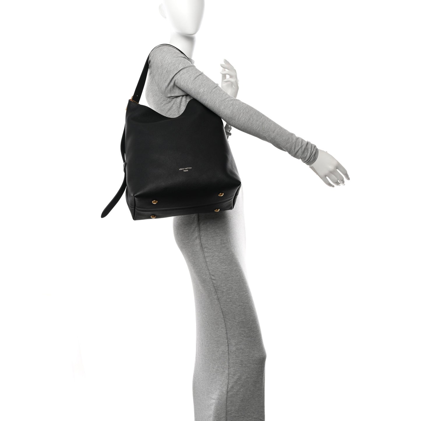 Grained Calfskin Low Key Hobo MM Black