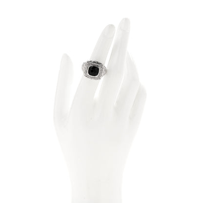 John Hardy Sterling Silver Black Garnet Diamond Classic Chain Ring 52 6 2 of 6