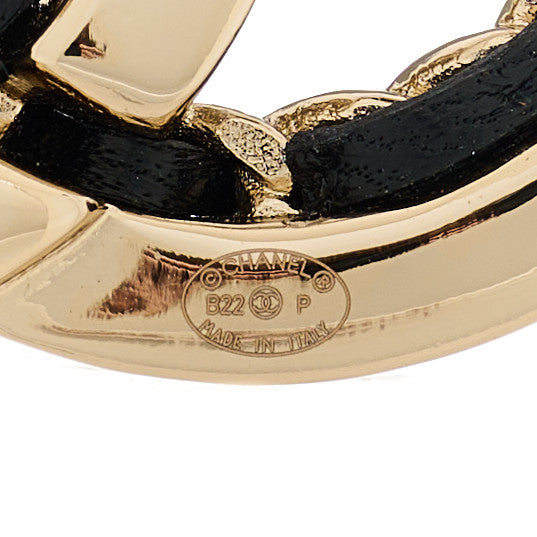 Chanel Lambskin Chain CC Chain Brooch Black Gold 3 of 5