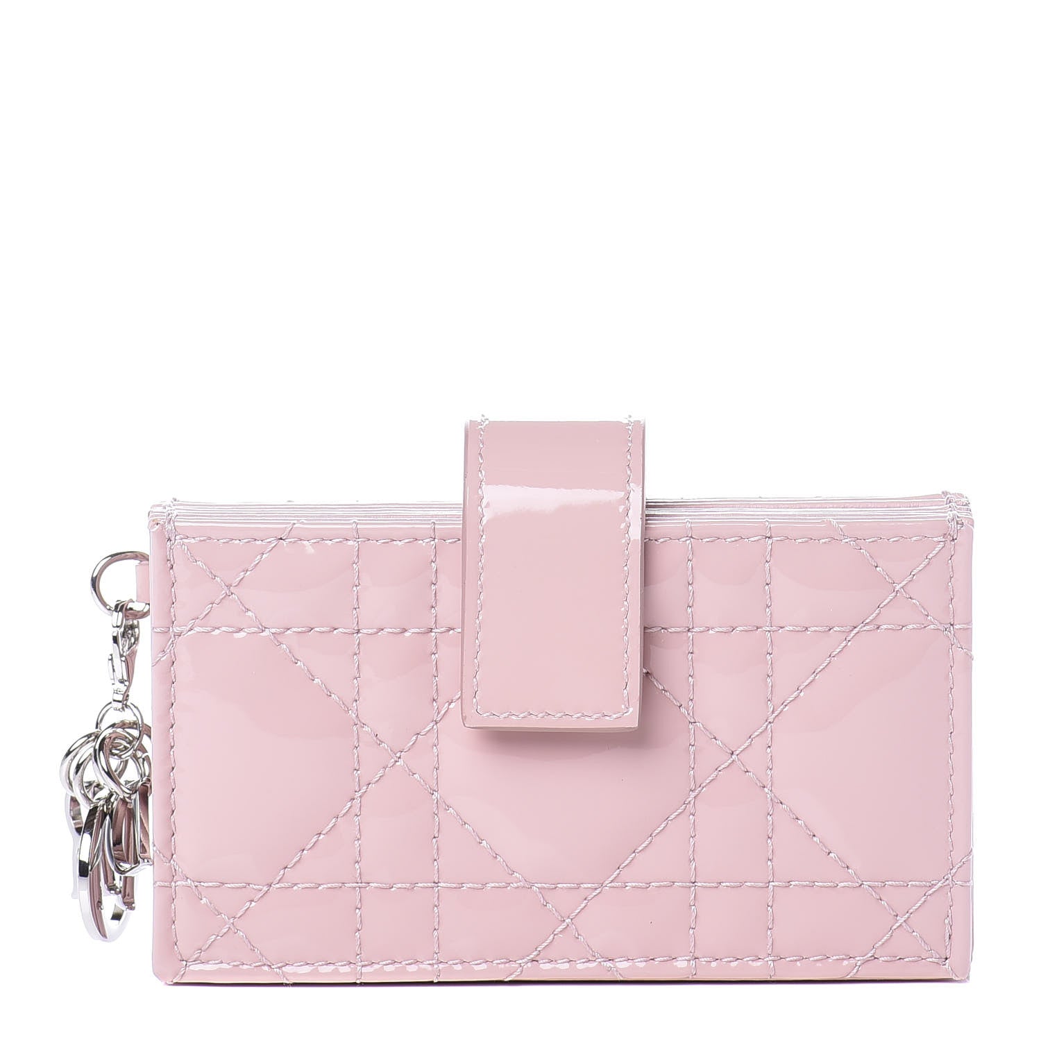 Christian Dior Patent Cannage Lady Dior 5-Gusset Card Holder Rose Clair 1 of 8