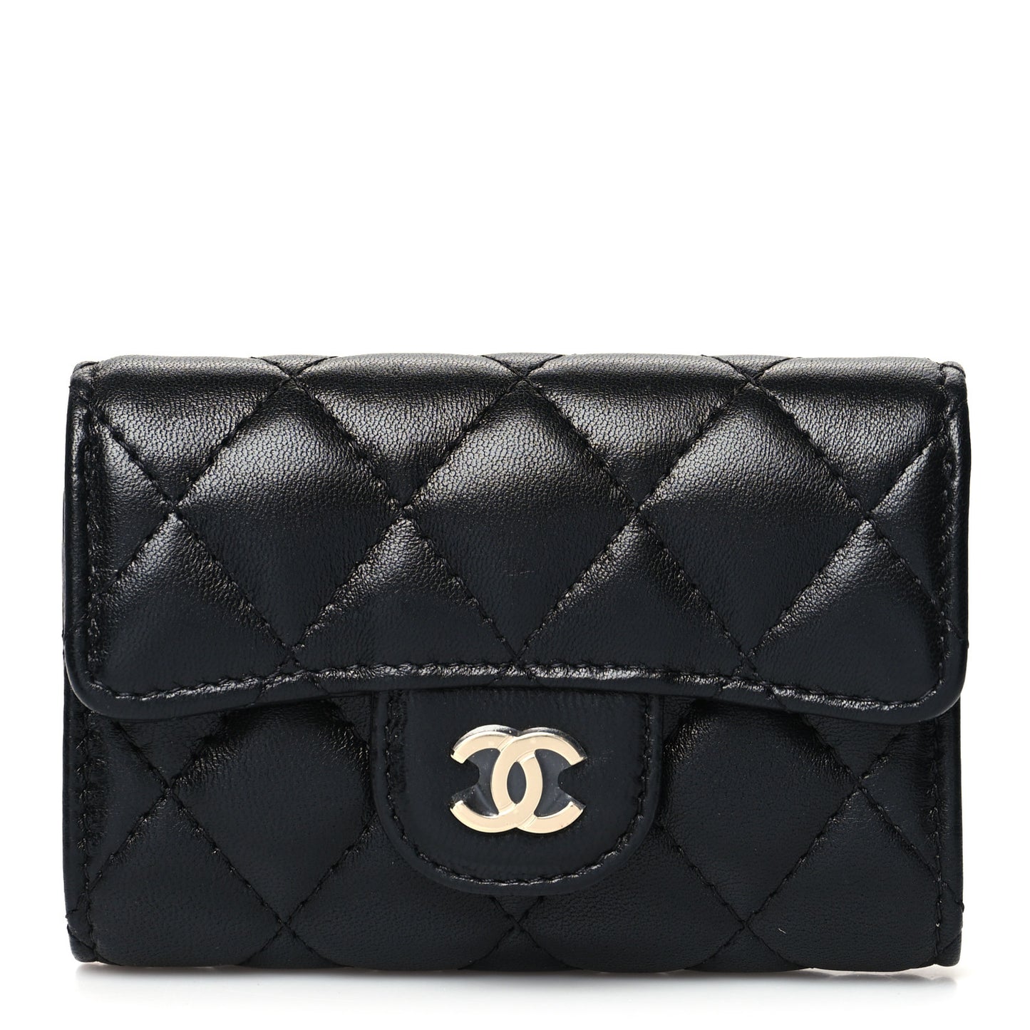 Lambskin Quilted Classic 4 Key Holder Wallet Black