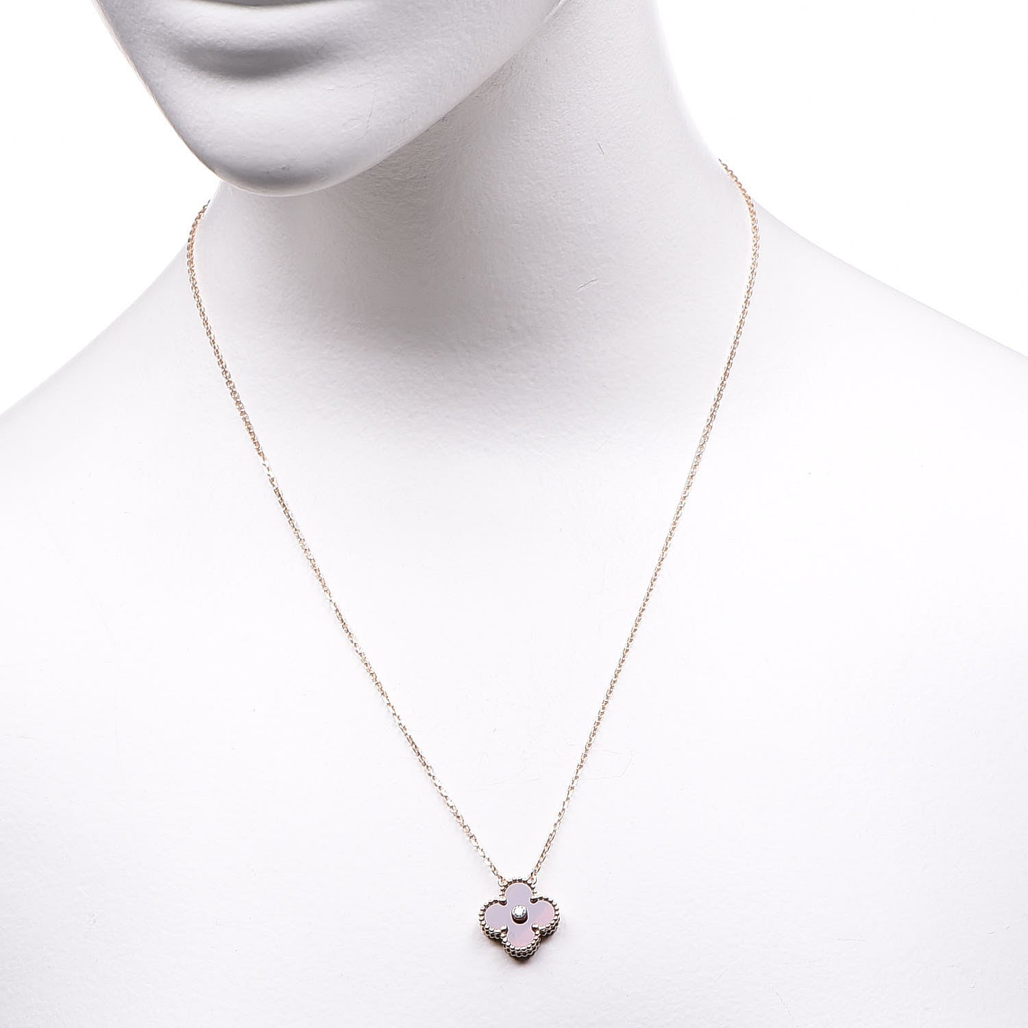 Van Cleef & Arpels 18K Rose Gold Diamond Bulls Eye Vintage Alhambra Pendant Necklace 2 of 6