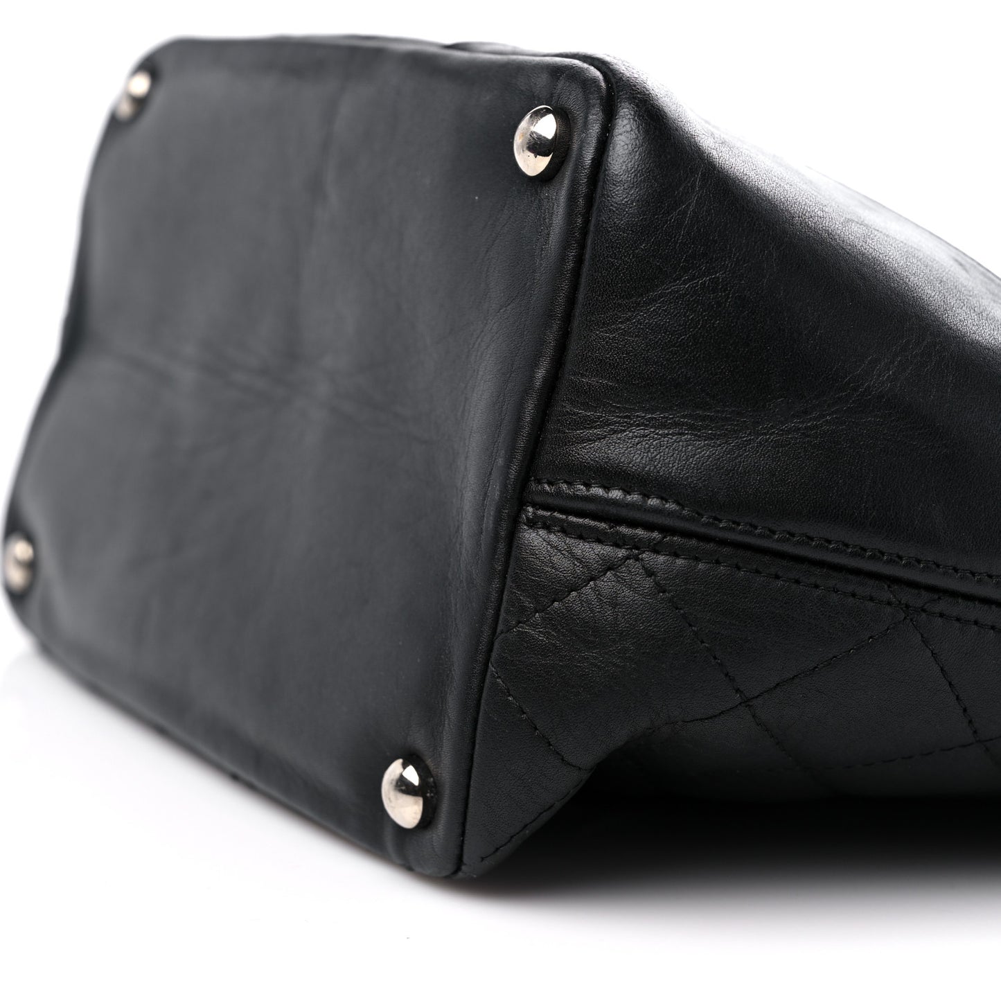 Calfskin Quilted Medium Cambon Tote Black White