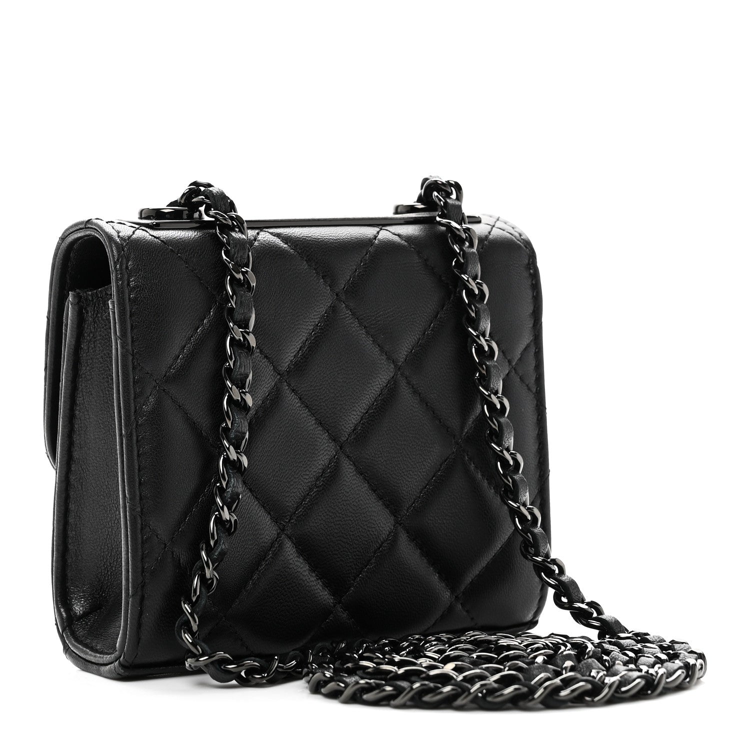 Chanel Lambskin Quilted Mini Trendy CC Clutch With Chain So Black 3 of 11