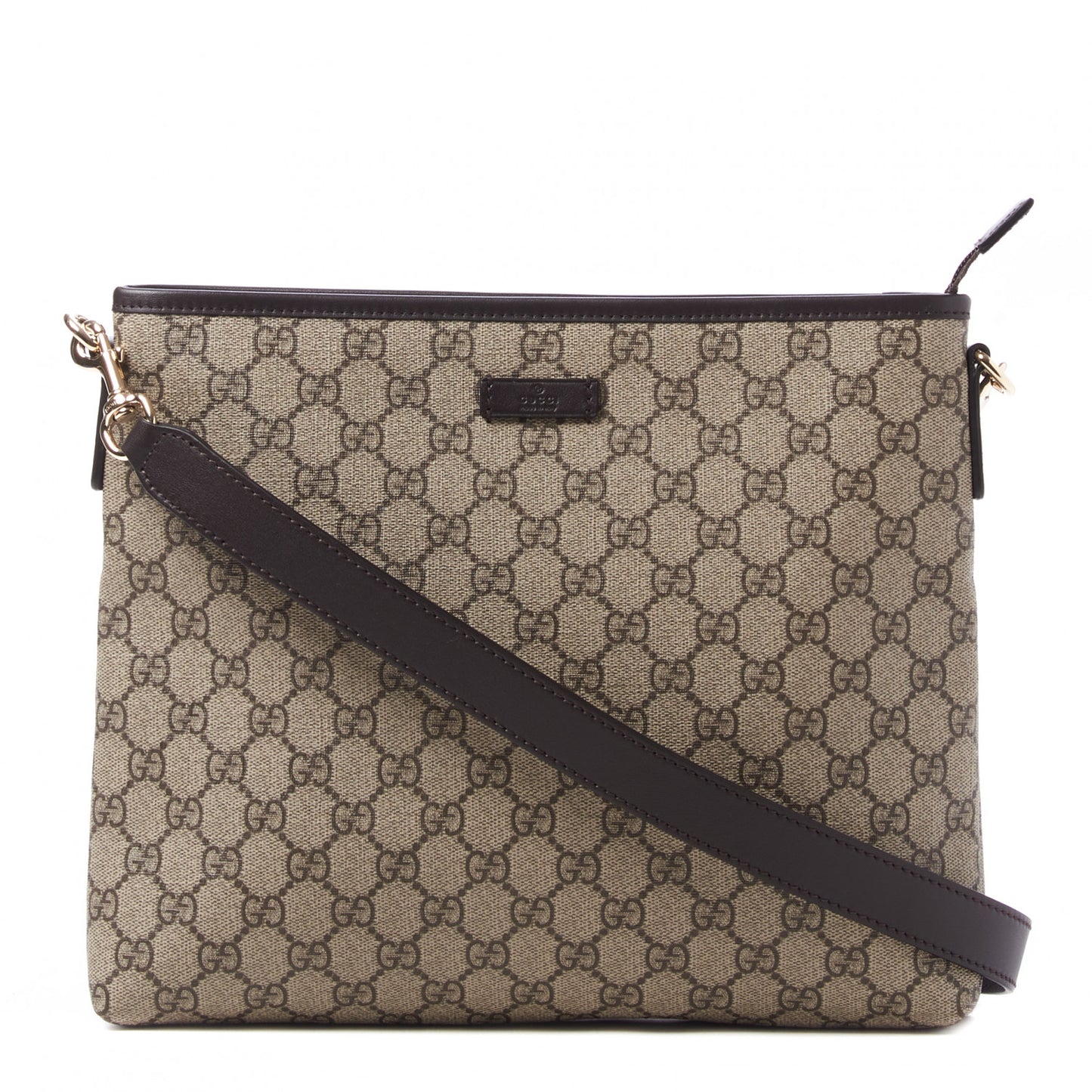 GG Plus Monogram Medium Flat Messenger Bag Dark Brown