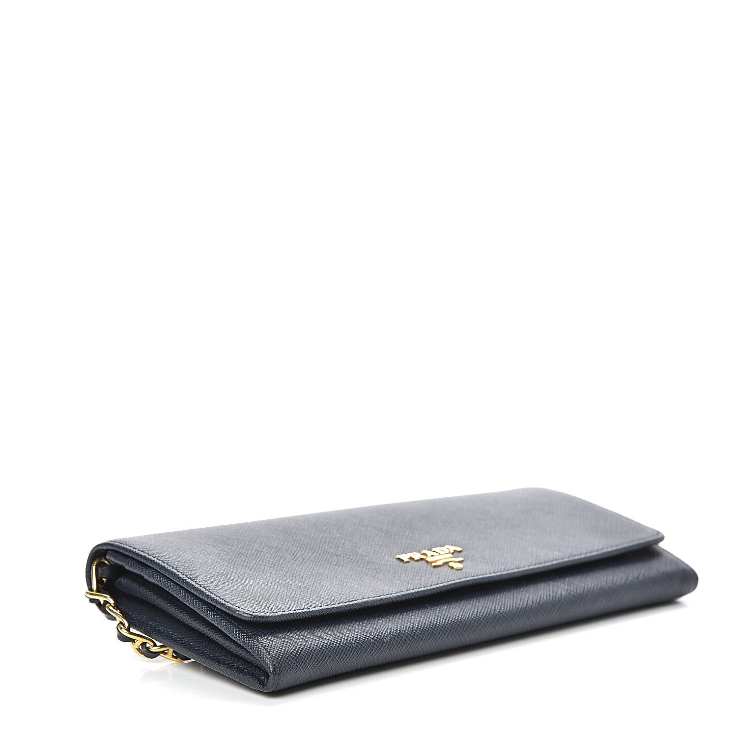 Prada Saffiano Metal Oro Chain Wallet Baltico 3 of 10