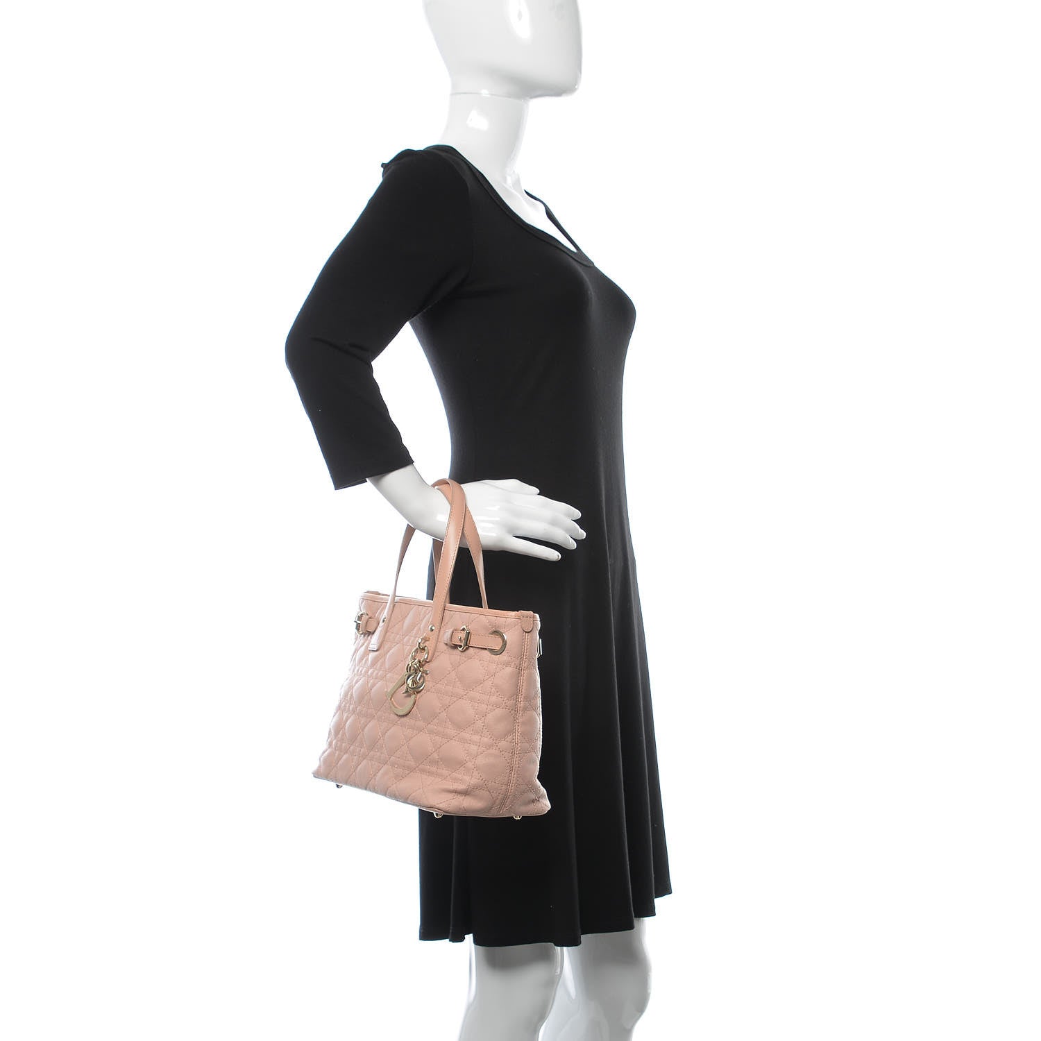Christian Dior Coated Canvas Cannage Mini Panarea Tote Light Pink 2 of 11