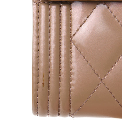 Chanel Iridescent Glazed Calfskin Quilted Compact Boy Wallet Beige 10 of 11