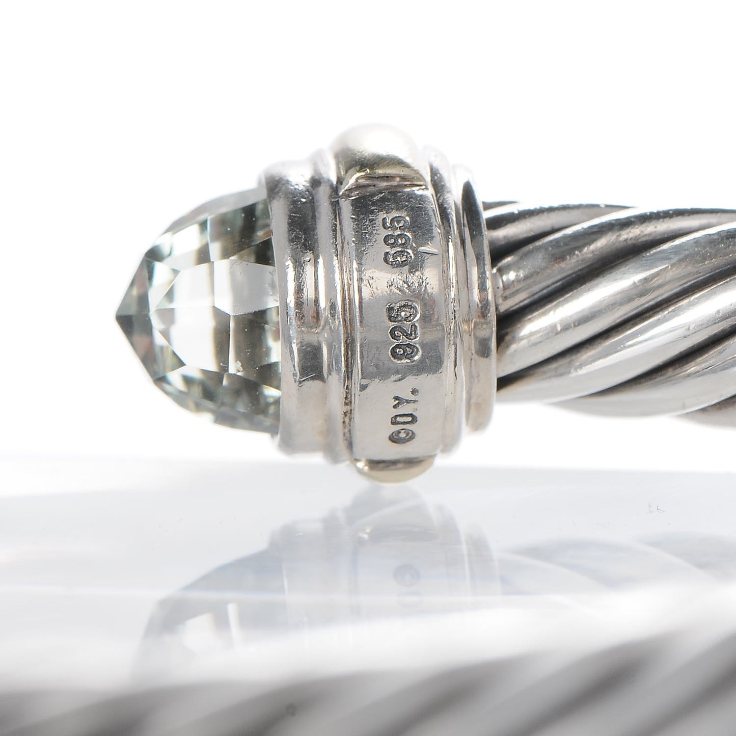 Sterling Silver 14K Yellow Gold Prasiolite 7mm Cable Classics Bracelet