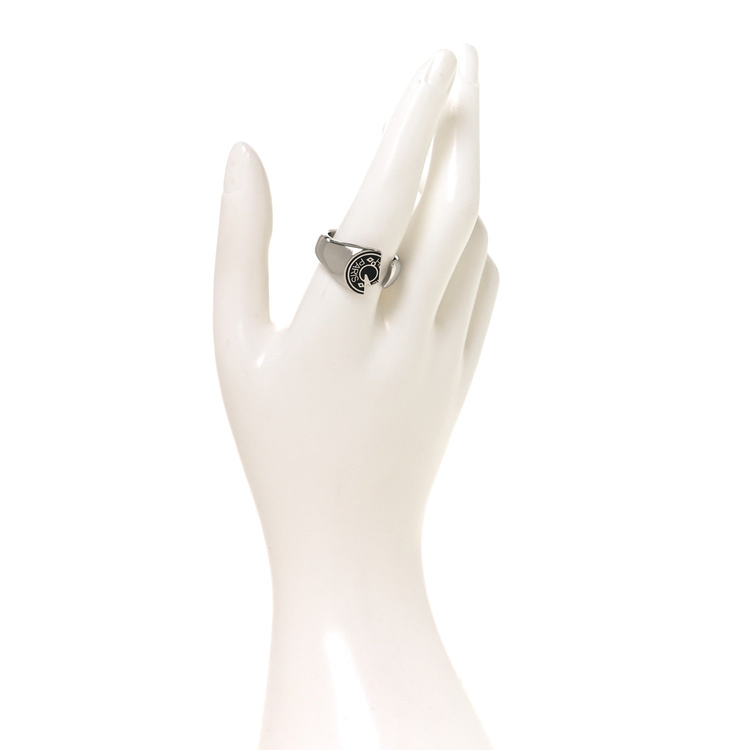 Hermes Stainless Steel Mens Carrousel Ring 62 10 Black 2 of 6