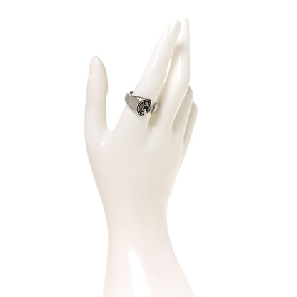 Hermes Stainless Steel Mens Carrousel Ring 62 10 Black 2 of 6