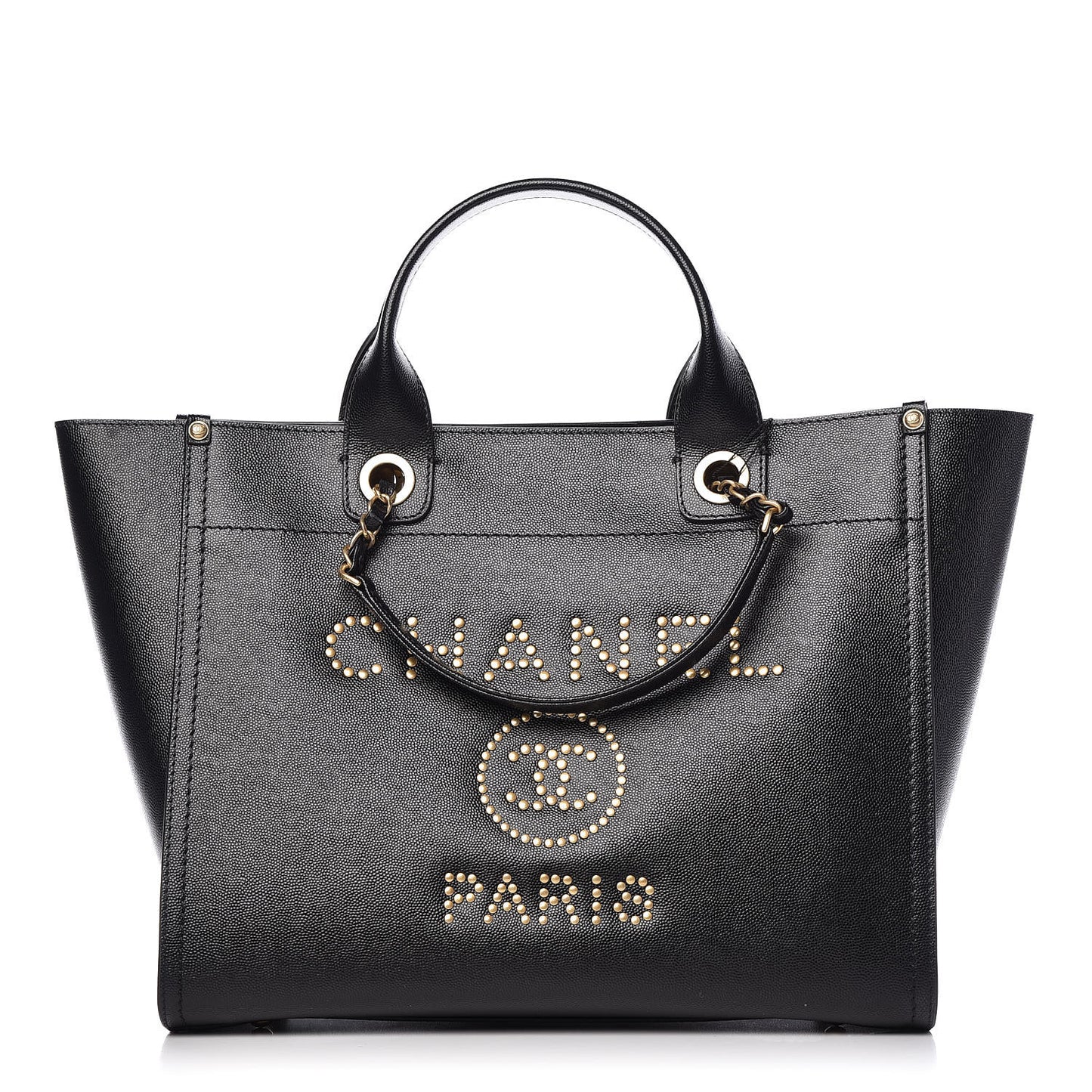 Caviar Small Studded Deauville Tote Black