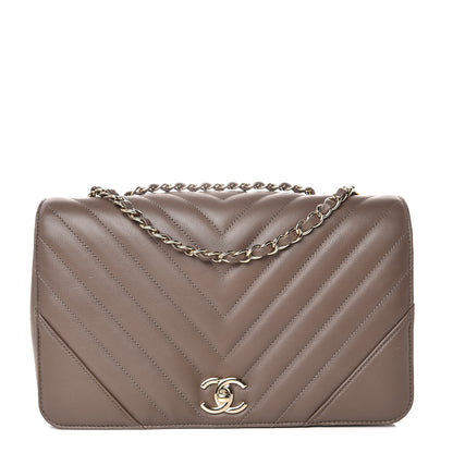 Chanel Calfskin Chevron Quilted Medium Statement Flap Khaki 1 of 11