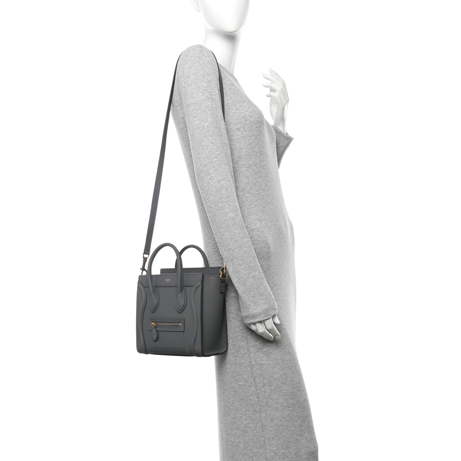 Celine Baby Drummed Calfskin Nano Luggage Kohl 2 of 11