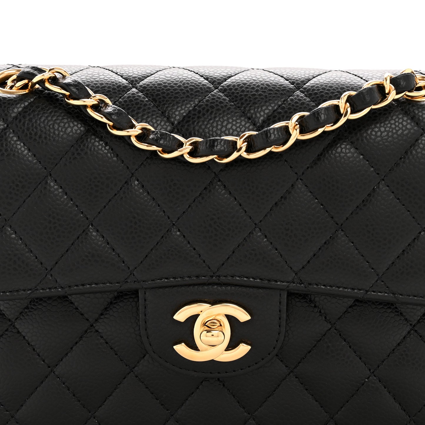 Caviar Quilted Small Double Flap Black