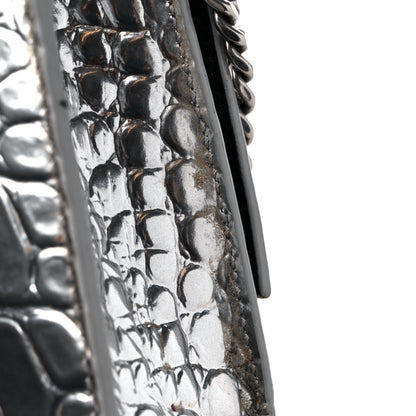 Balenciaga Metallic Calfskin Crocodile Embossed Hourglass Chain Bag Silver 12 of 12