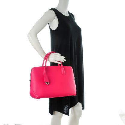 Christian Dior Grained Calfskin Medium Bi-Color Bar Tote Coquelicot 2 of 7