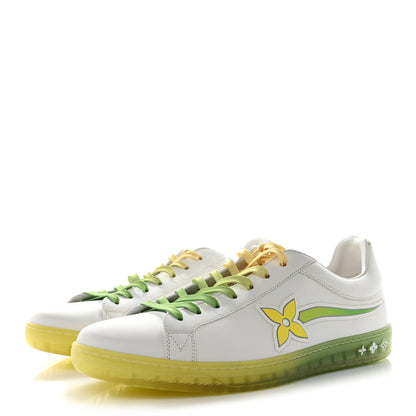 Louis Vuitton Calfskin Mens Luxembourg Samothrace Sneakers 8 White Yellow Green 3 of 8