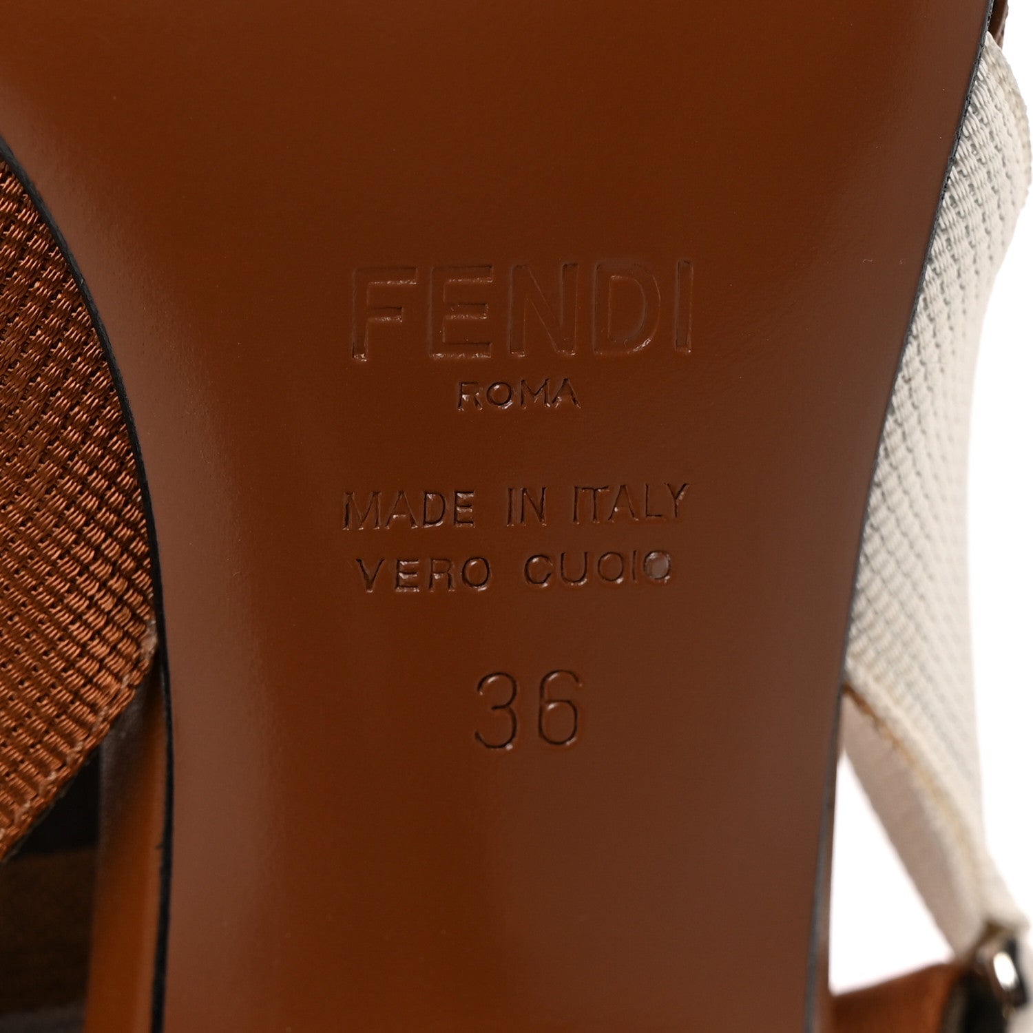 Fendi PVC Vitello FF Colibri 85mm Slingback Pumps 36 Transparent White Cuoio Avana 6 of 11