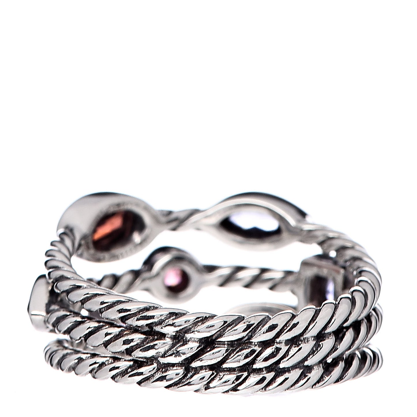 Sterling Silver Garnet Amethyst Iolite Tourmaline Berry Confetti 3 Row Ring 52 6
