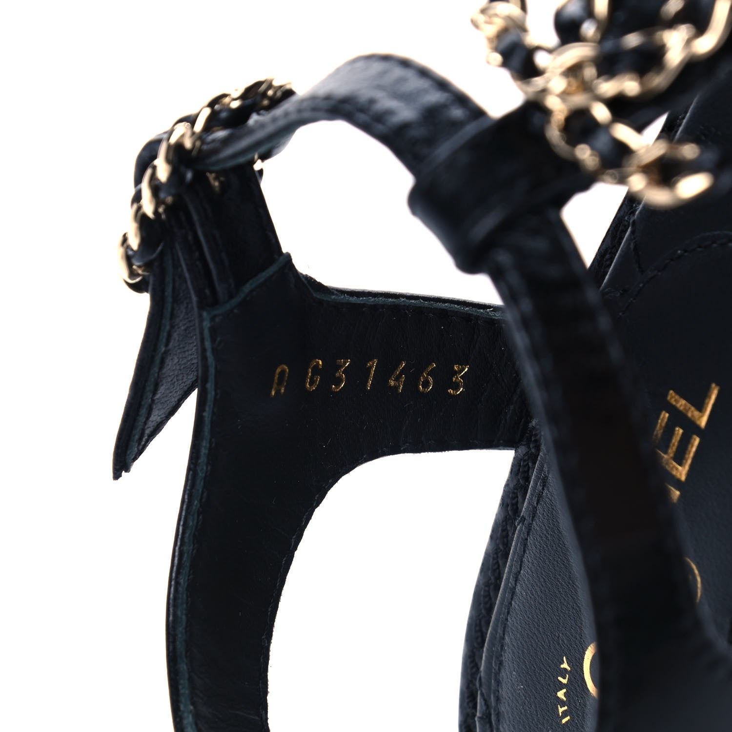 Chanel Lambskin Chain CC Logo Thong Sandals 36.5 Black 8 of 9