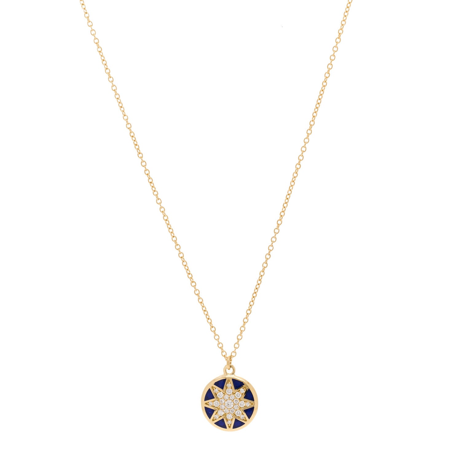 Tiffany 18K Yellow Gold Diamond Enamel Paloma Picasso Venezia Stella Pendant Necklace Blue 1 of 7