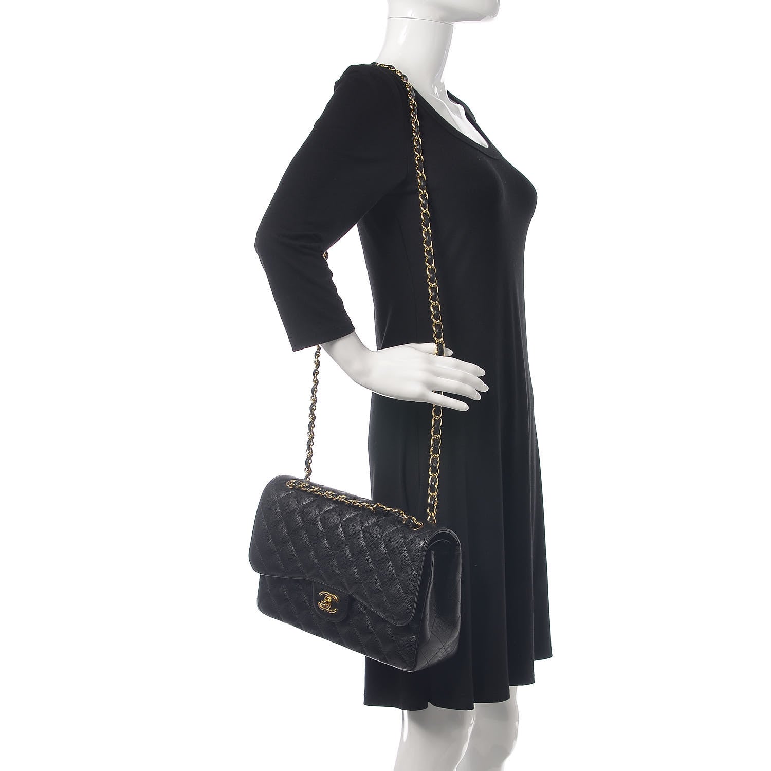 Chanel Caviar Quilted Jumbo Double Flap Black 2 of 12