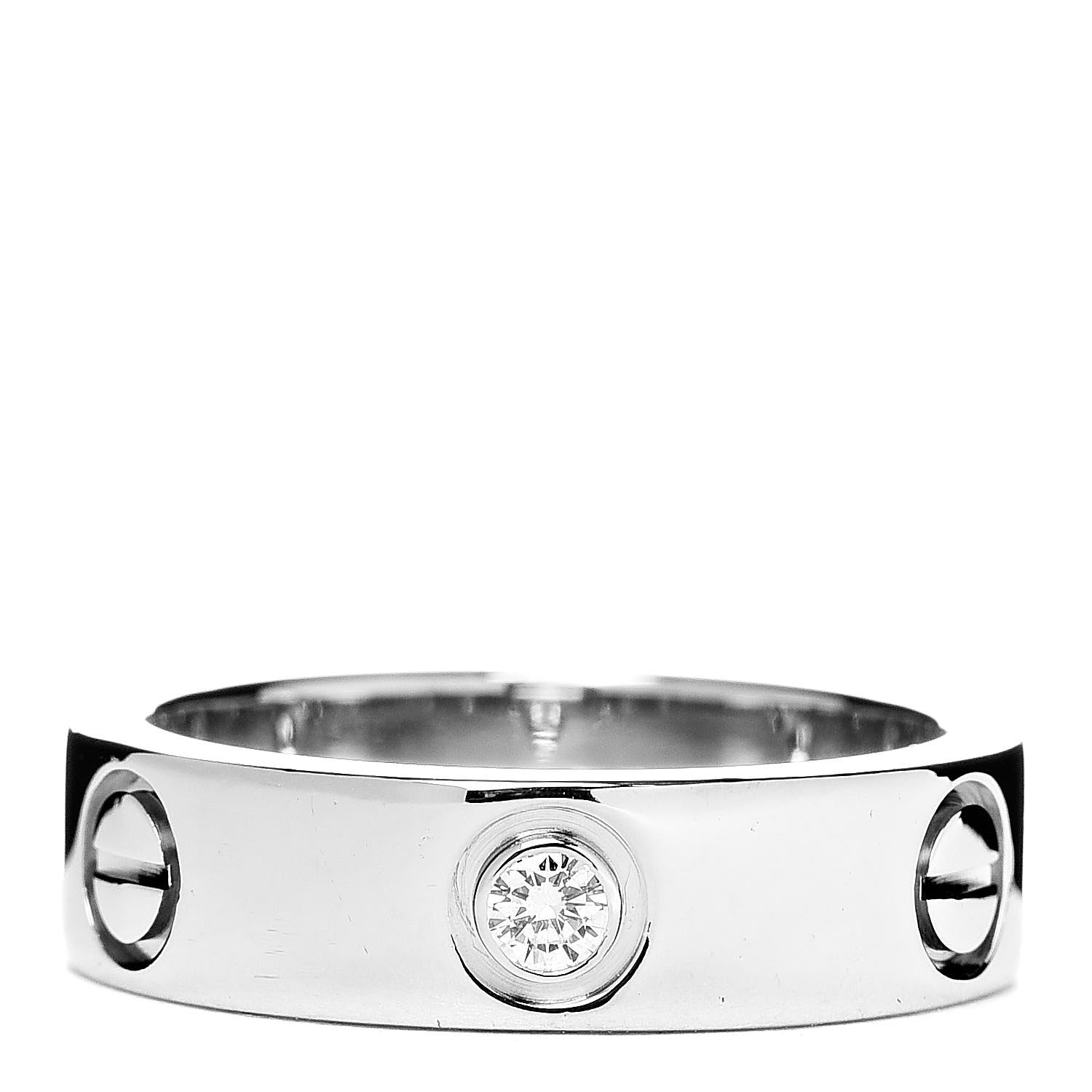 Cartier 18K White Gold 3 Diamond 5.5mm LOVE Ring 53 6.25 1 of 9