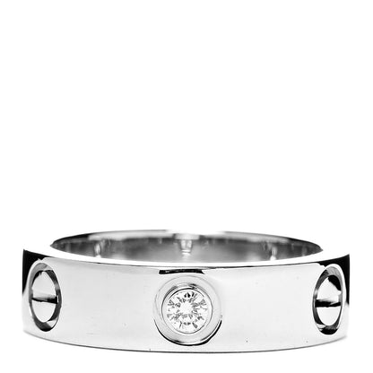 Cartier 18K White Gold 3 Diamond 5.5mm LOVE Ring 53 6.25 1 of 9