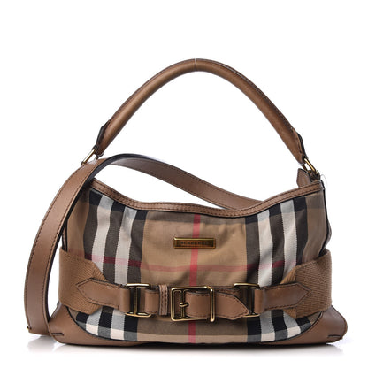 Burberry Vintage Leather House Check Medium Creighton Hobo Dark Stone 1 of 28
