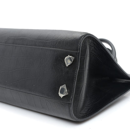 Jimmy Choo Crocodile Embossed Calfskin Riley Tote Black 9 of 10