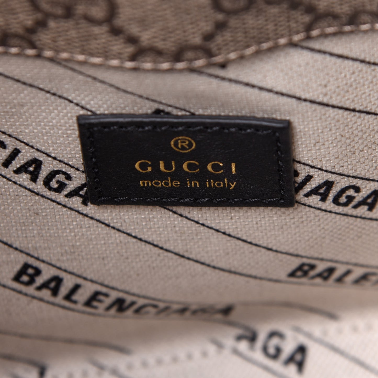 X GUCCI GG Supreme Monogram Small Ville Top Handle Beige Ebony