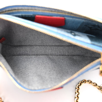 Louis Vuitton Denim Damier Monogram Patchwork Multi Pochette Accessories Blue Rouge 7 of 12