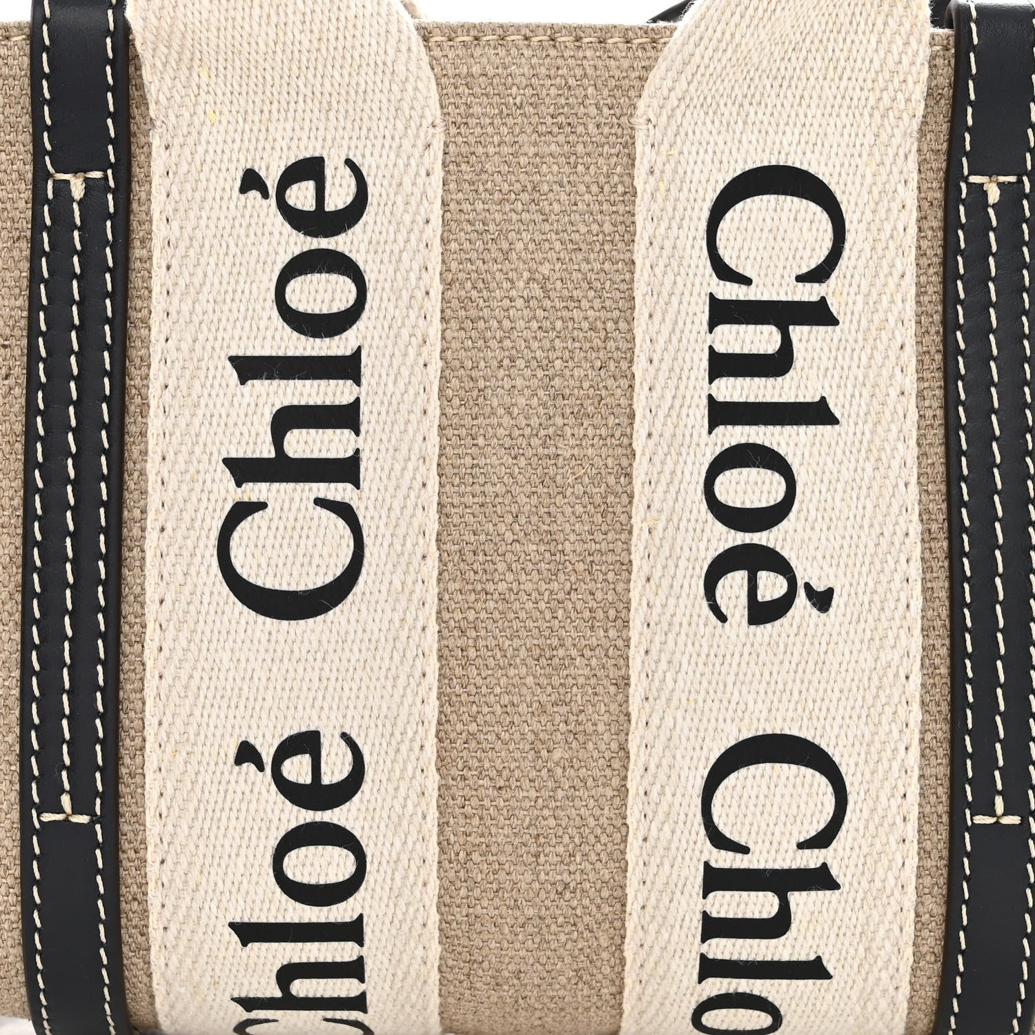 Chloe Cotton Calfskin Mini Woody Ribbon Tote White Blue 8 of 10