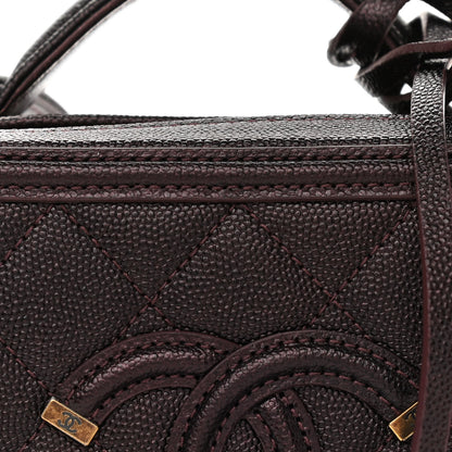 Chanel Caviar Quilted Small CC Filigree Vanity Case Burgundy 8 of 11