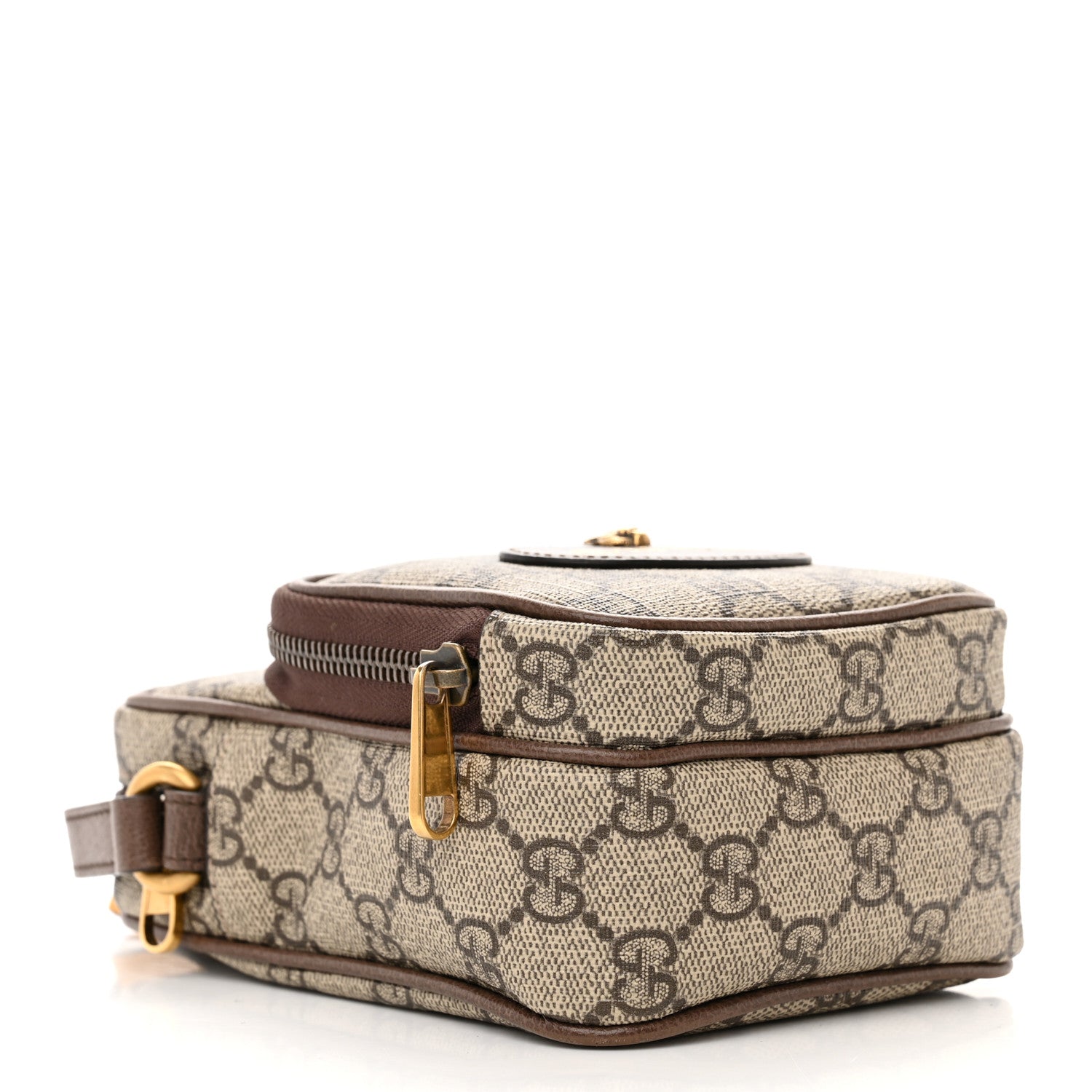 Gucci GG Supreme Monogram Mini Neo Vintage Double Zip Messenger Bag Beige New Acero Crop 4 of 12