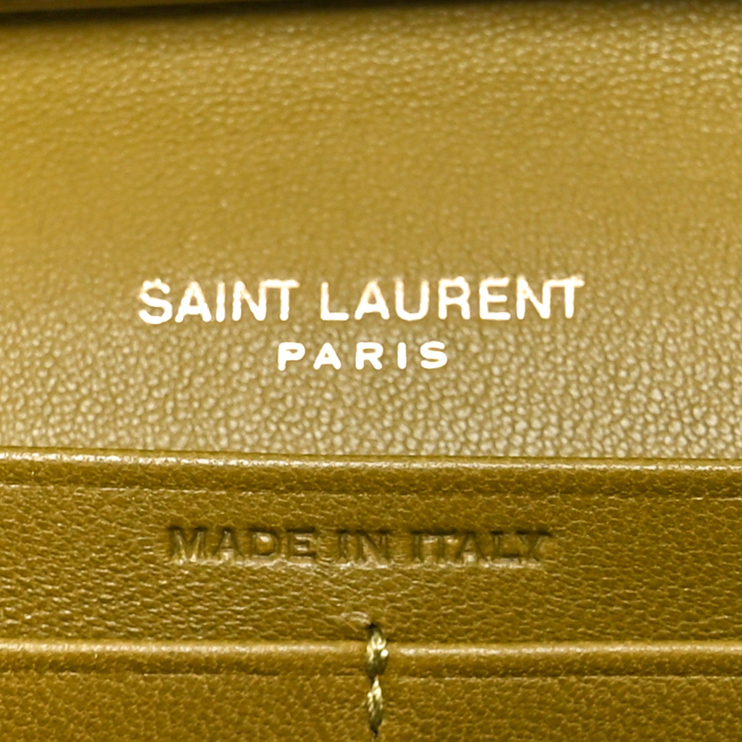 Saint Laurent Lambskin Carre Quilted Cassandre Chain Wallet Olive Drab 6 of 10