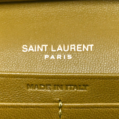 Saint Laurent Lambskin Carre Quilted Cassandre Chain Wallet Olive Drab 6 of 10
