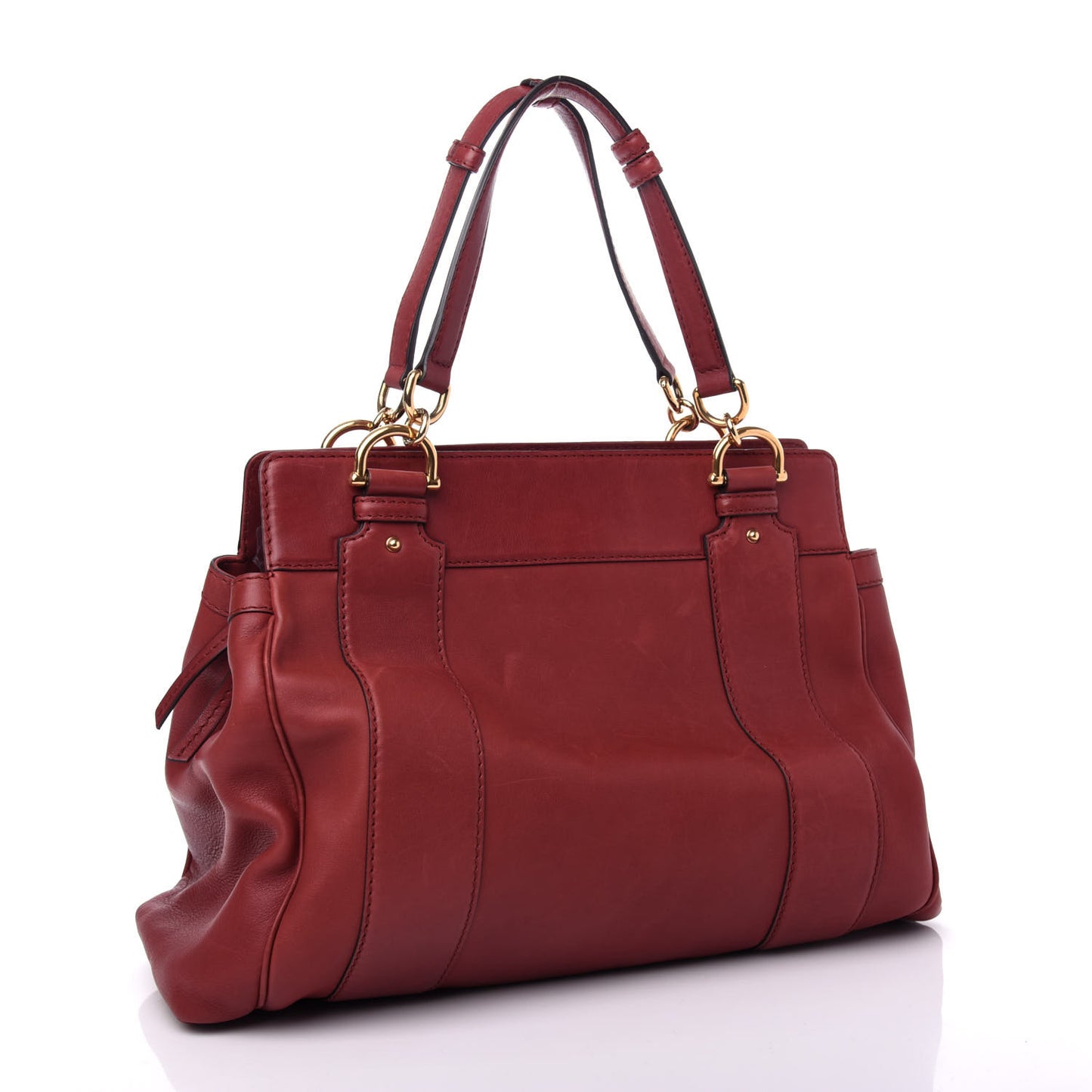 Calfskin Shoulder Bag Dark Red