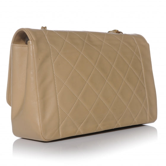 Lambskin Medium Single Flap Beige