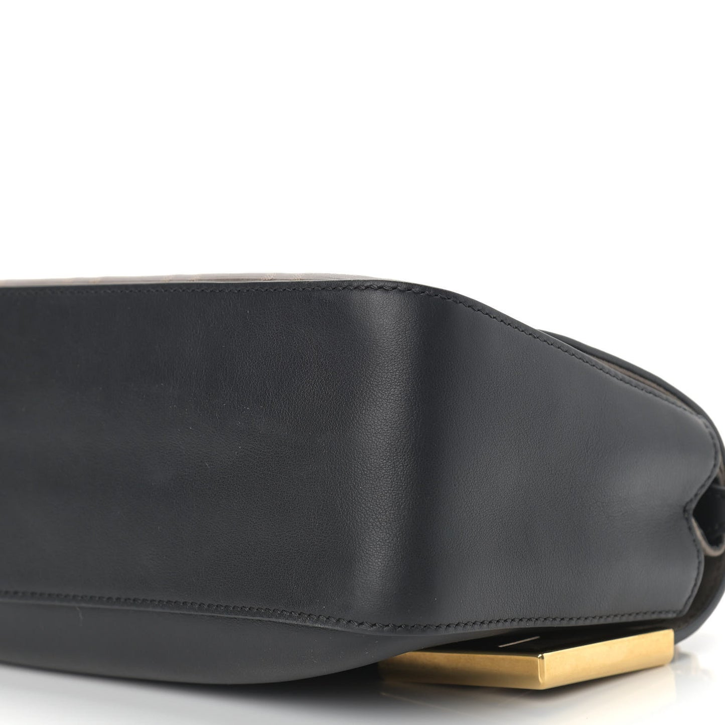 Vitello Grace Glazed Fabric FF 1974 Double F Shoulder Bag Black Mogano Panna
