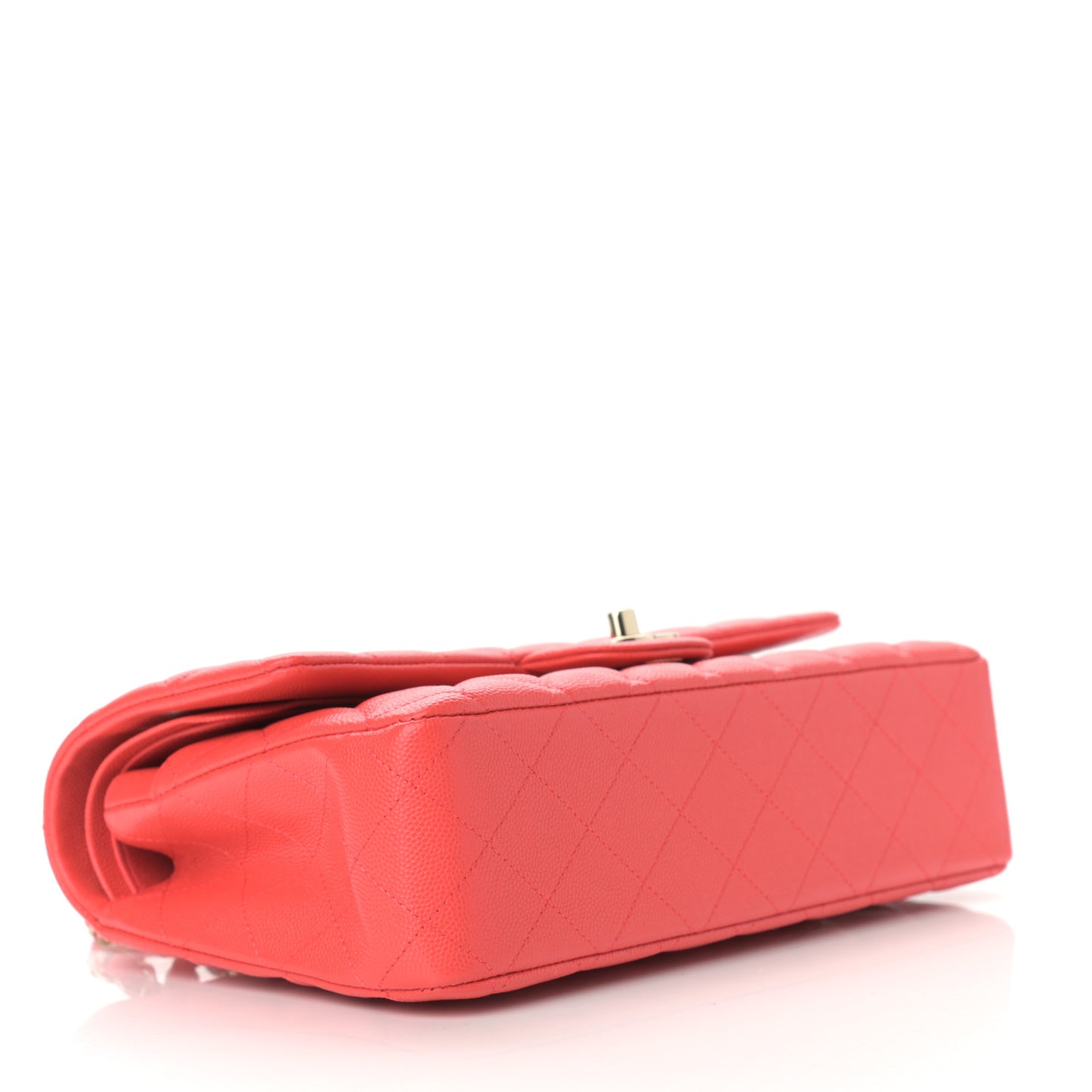 Caviar Quilted Medium Double Flap Red