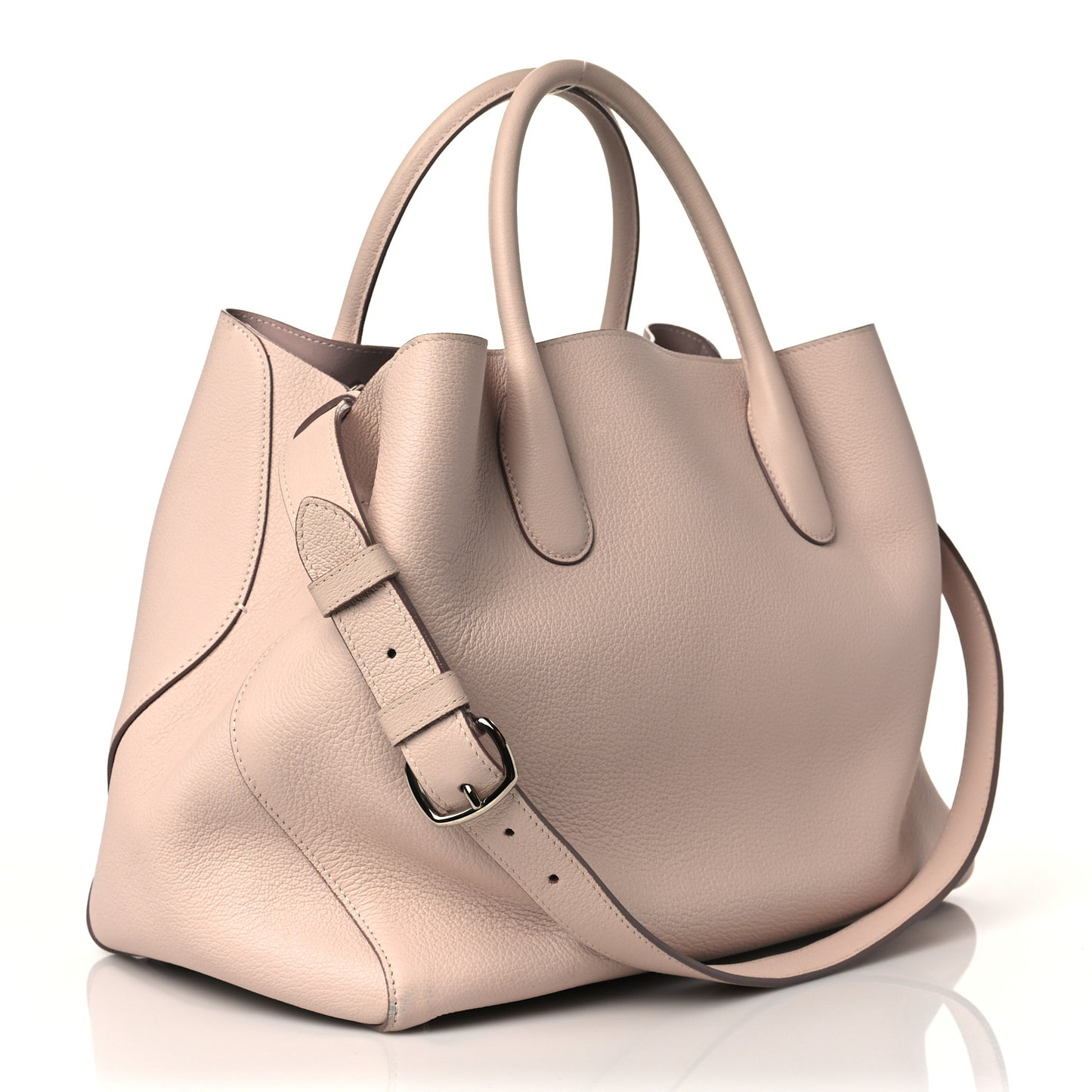 Supple Grained Calfskin Medium Open Bar Tote Rose Poudre