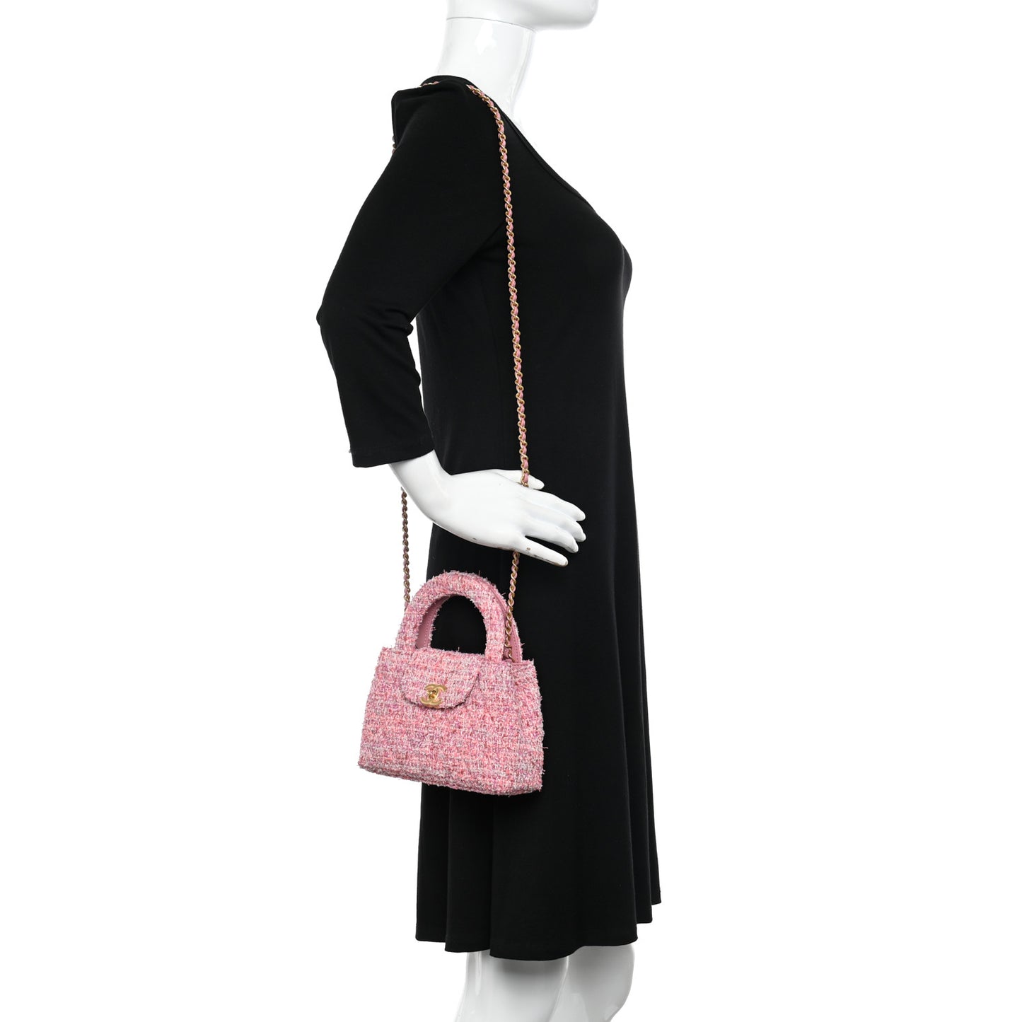 Tweed Quilted Nano Kelly Shopper Pink
